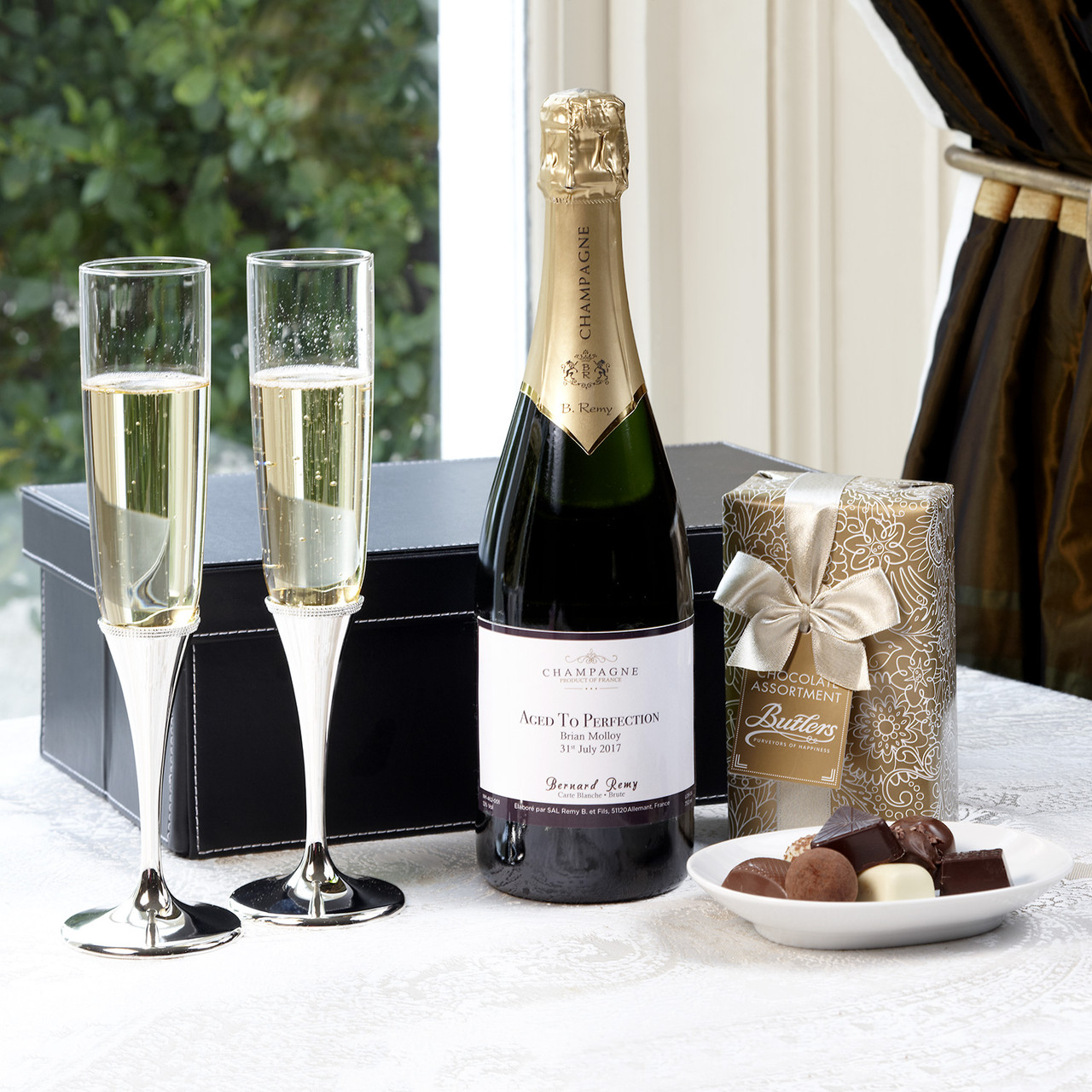 Personalised Aged to Perfection Champagne & Chocolates