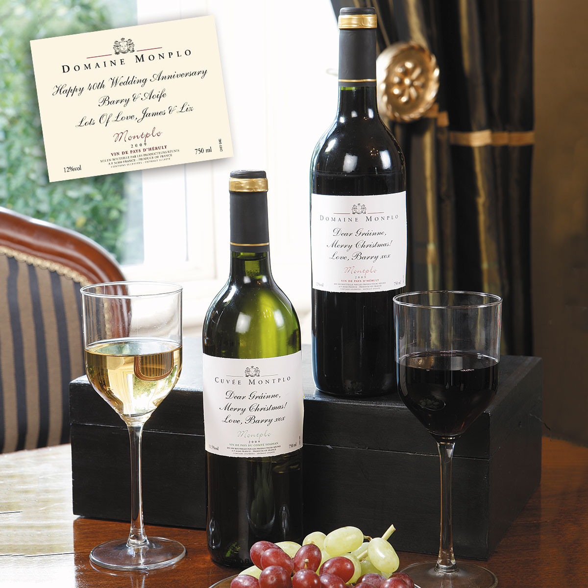 Personalised Vineyard French Wine Duo