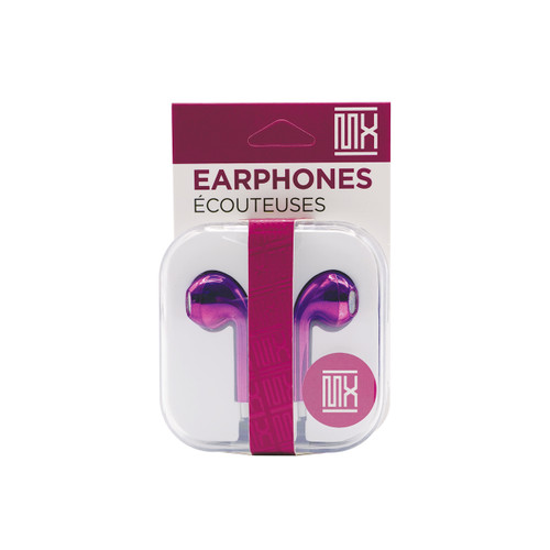 Metallic Wired Earphones with 3.5mm AUX - Purple
