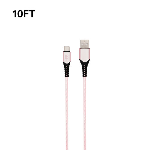 10ft Heavy Duty Type-C Cable - Rose Pink