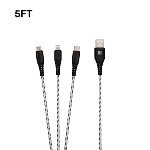 10ft Heavy Duty 3-in-1 Cable - Dark Gray