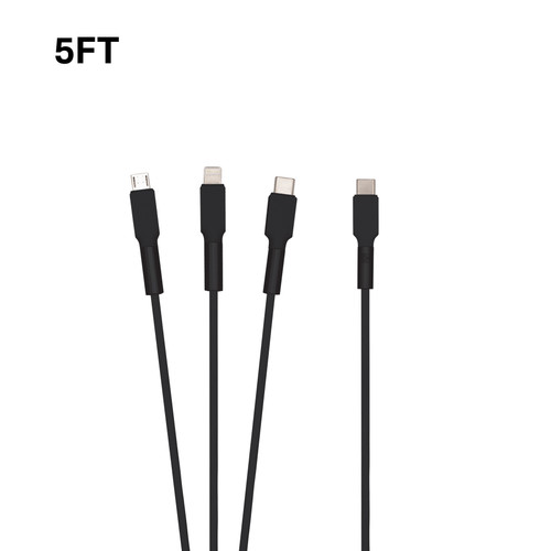 5ft Type-C to 3-in-1 Cable - Black