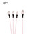 10ft Heavy Duty 3-in-1 Cable - Rose Pink