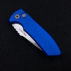 Pro-Tech Knives Les George SBR Stonewashed Blade Smooth Blue Aluminum Handle Auto