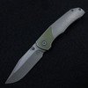 Berg Blades Iron Pup OD Green G10 Inlay Ti Framelock (Stonewashed 20CV)