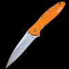 Kershaw Leek Assisted Flipper Knife 3" Bead Blast Plain Blade, Orange Aluminum Handles