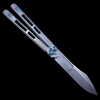 EOS Trident Balisong Butterfly Knife Stonewash Ti Green Anodized Hardware (4.5" Stonewash))