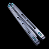 EOS Trident Balisong Butterfly Knife Stonewash Ti Green Anodized Hardware (4.5" Stonewash))