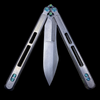 EOS Trident Balisong Butterfly Knife Stonewash Ti Green Anodized Hardware (4.5" Stonewash))