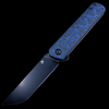 Kansept Knives Foosa Slip Joint Knife Black/Blue Carbon Fiber (3" Black SW)