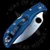 Spyderco Endela Lightweight Wharncliffe Folding Knife 3.42" K390 Satin Plain Blade, Blue FRN Handles (Discontinued)