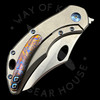 *Pre Owned* Olamic Cutlery Busker Semper Frame Lock Blasted Ti/Timascus/Purple (2.5" Satin)