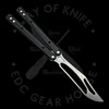 *Pre Owned* JK Designs Custom Orca Trainer Butterfly Knife 4.375" Gunmetal Grey Titanium Blade, Integral Black G10 Handles  - Bushing Pivot