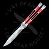 Revo Nexus Butterfly/Balisong Knife Aluminum Two-Tone Red (4" Stonewash)