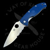 Spyderco Tenacious Lightweight Blue FRN Knife (3.4" Satin Serr S35VN) 