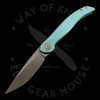 Modified Keanison Knives Fido Antique Barked Ti Inset Liner Lock Flipper (3in Satin) M390 Blade