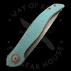 Modified Keanison Knives Fido Antique Barked Ti Inset Liner Lock Flipper (3in Satin) M390 Blade