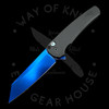 Pro-Tech Malibu Flipper Black Dragon Scale Handles Sapphire Blue Reverse Tanto