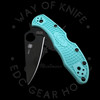 *Pre Owned* 003 Spyderco Delica Teal FRN S30V (2.875" Black) C11FPTLBK