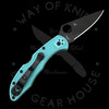 *Pre Owned* 003 Spyderco Delica Teal FRN S30V (2.875" Black) C11FPTLBK