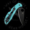 *Pre Owned* 003 Spyderco Delica Teal FRN S30V (2.875" Black) C11FPTLBK