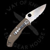 *Pre Owned* 003 Spyderco Tenacious Brown G-10 Partially Serrated CPM M4 (3.35" Satin) C122GBNM4PS