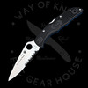 *Pre Owned* 003 Spyderco Endura Black FRN Thin Blue Line Partially Serrated (3.8" Satin) C10FPSBKBL