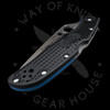 *Pre Owned* 003 Spyderco Endura Black FRN Thin Blue Line Partially Serrated (3.8" Satin) C10FPSBKBL