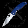 *Pre Owned* 003 Spyderco Tenacious Blue FRN Partially Serrated S35VN (3.39" Satin) C122PSBL
