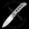 Trevor Burger Custom EXK CFL Smooth Speedhole Titanium Frame Purple Ti Hardware Elmax Drop Point (2.75" Hand Rubbed Satin) )