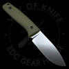 Asher Knives Lil' Buddy Contoured Milled Green Micarta 3V Drop Point Fixed Blade (3in Stonewash)