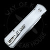 Pro-Tech Godson Auto Silver Alum Handle Crosscut CF Inlay (3.15" 20CV Satin) Pro-Tech Godson Auto Silver Alum Handle Crosscut CF Inlay (3.15" 20CV Satin)