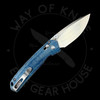 *Pre Owned* Vosteed Mini Psyop Crossbar Lock Blue Micarta Elmax (2.69" Satin)