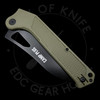 Ontario Camp Plus EDC Folding Knife White OD Green Handle Black Cleaver Blade