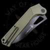 Ontario Camp Plus EDC Folding Knife White OD Green Handle Black Cleaver Blade