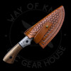 B. Kohn Nickel Beauty Fixed Blade GripTek and KOA Wood Reverse Tanto Damascus (3.25" Damascus)