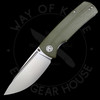 *Pre Owned* Petrified Fish PFP01 Beluga Linerlock Front Flipper Knife 3.62" K110 (D2) Sand Blasted Drop Point Blade, Green G10 Handles, Liner Lock - PFP01GR
