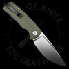 *Pre Owned* Petrified Fish PFP01 Beluga Linerlock Front Flipper Knife 3.62" K110 (D2) Sand Blasted Drop Point Blade, Green G10 Handles, Liner Lock - PFP01GR