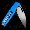 Bestechman Vector Button Lock Knife Blue Aluminum (3.15" Glass Bead Blast D2)