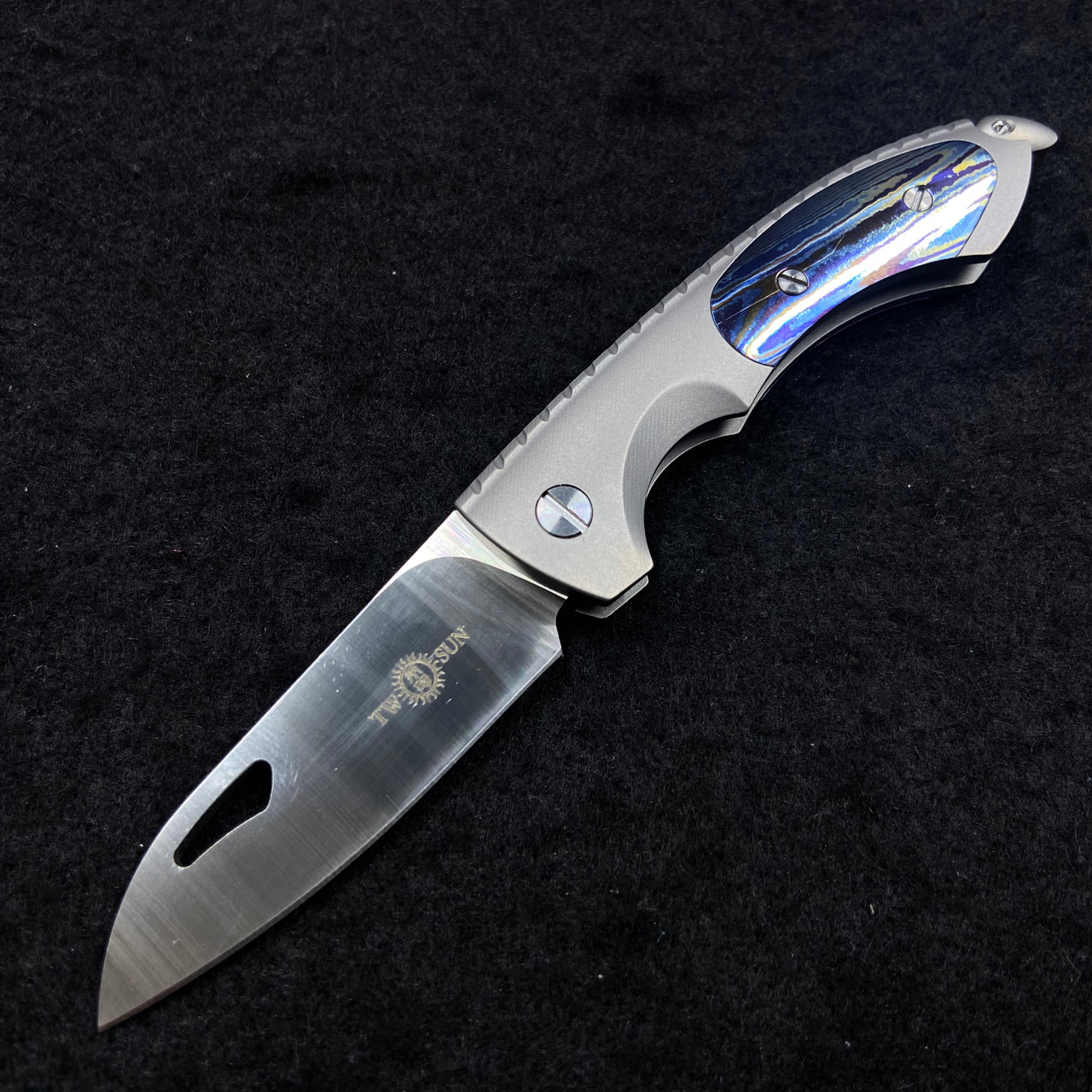 TwoSun Knives TS188 Micro MINI SLIP JOINT S90V Titanium/Timascus