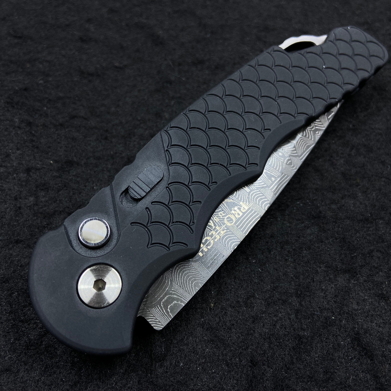 Pro-Tech TR-5 Devin Thomas Stainless Basketwevae Damascus Fish