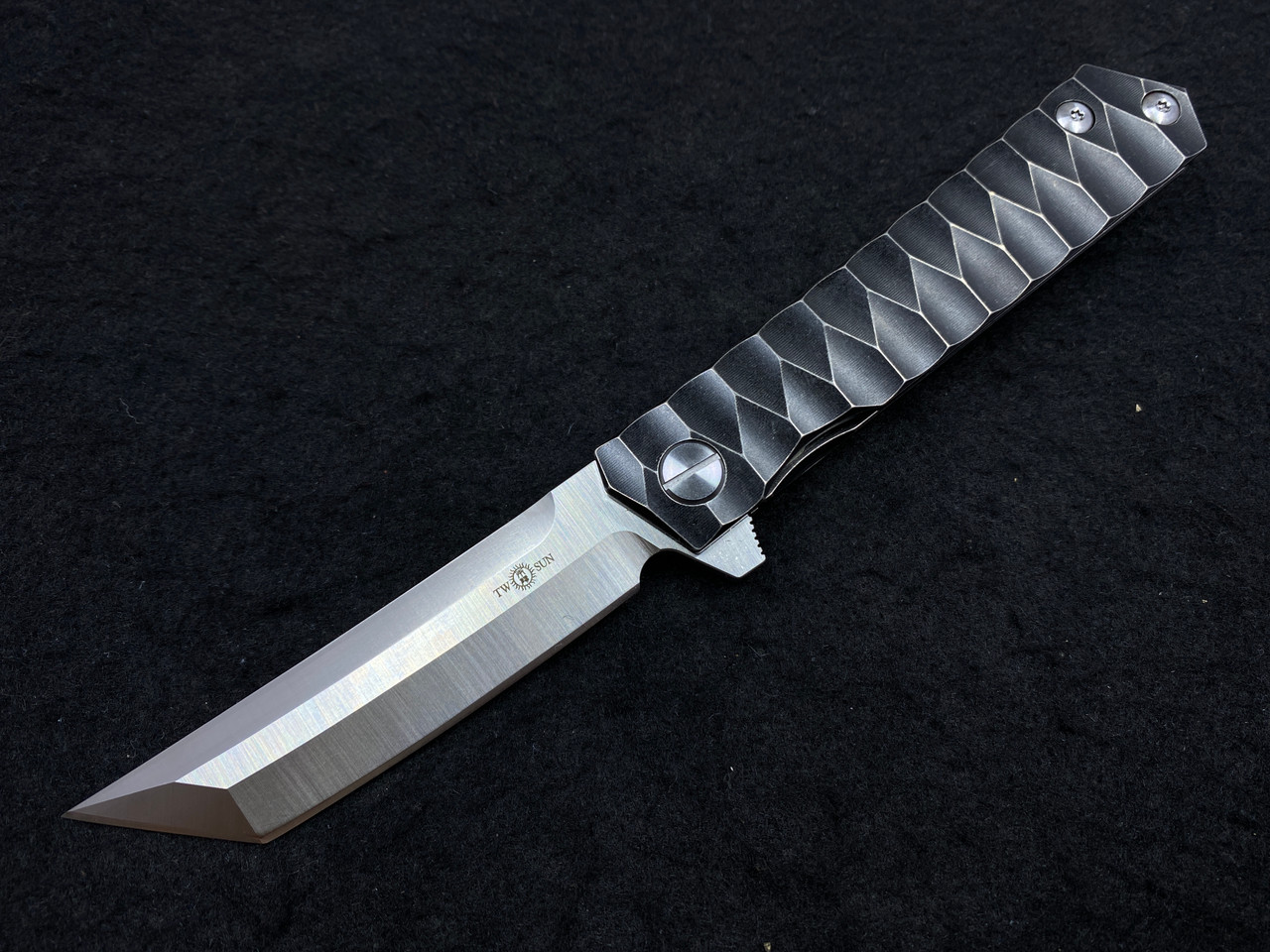 TwoSun TS20 Black Titanium D2 Steel Flipper - Way Of Knife & EDC