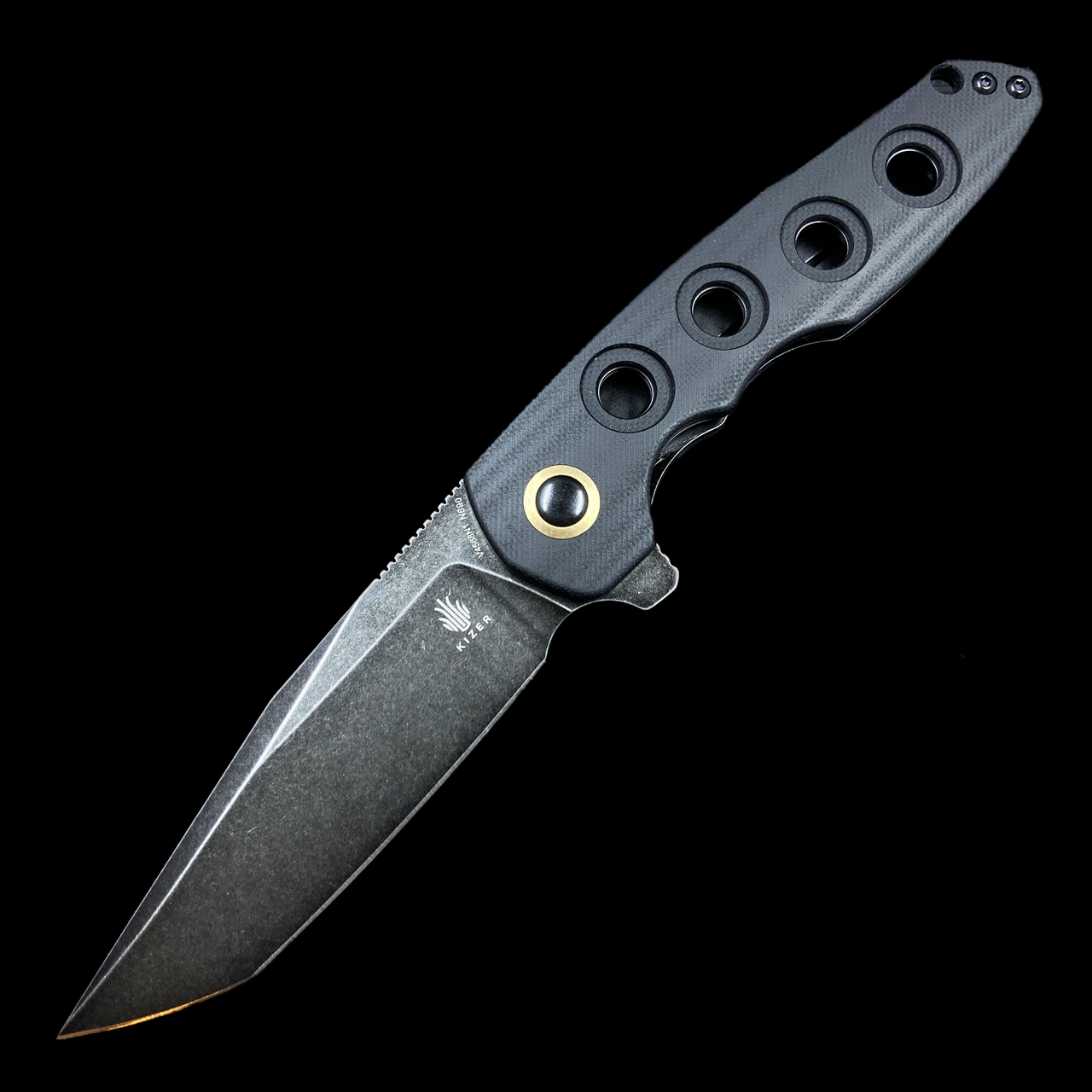 Kizer Nalu Boersma Z-82 Tanto Frame Lock Knife Black G-10 (3.5