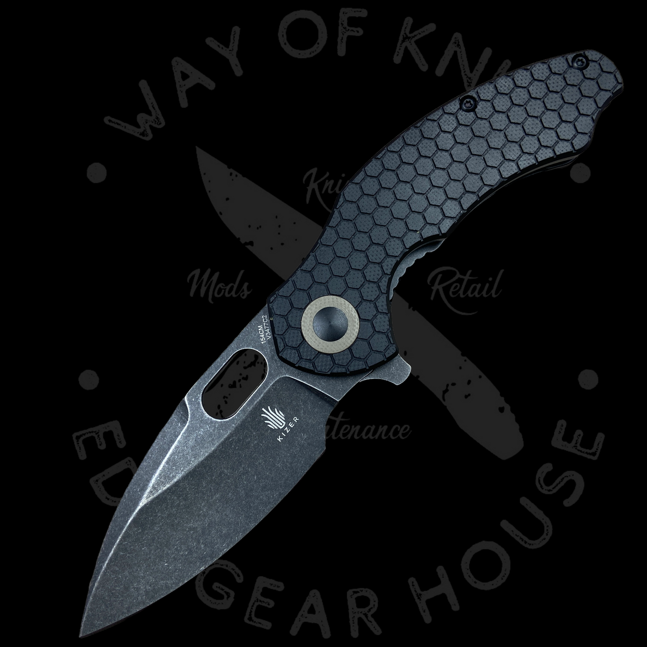 Kizer Degnan Mini Roach Liner Lock Knife Black G-10 (3