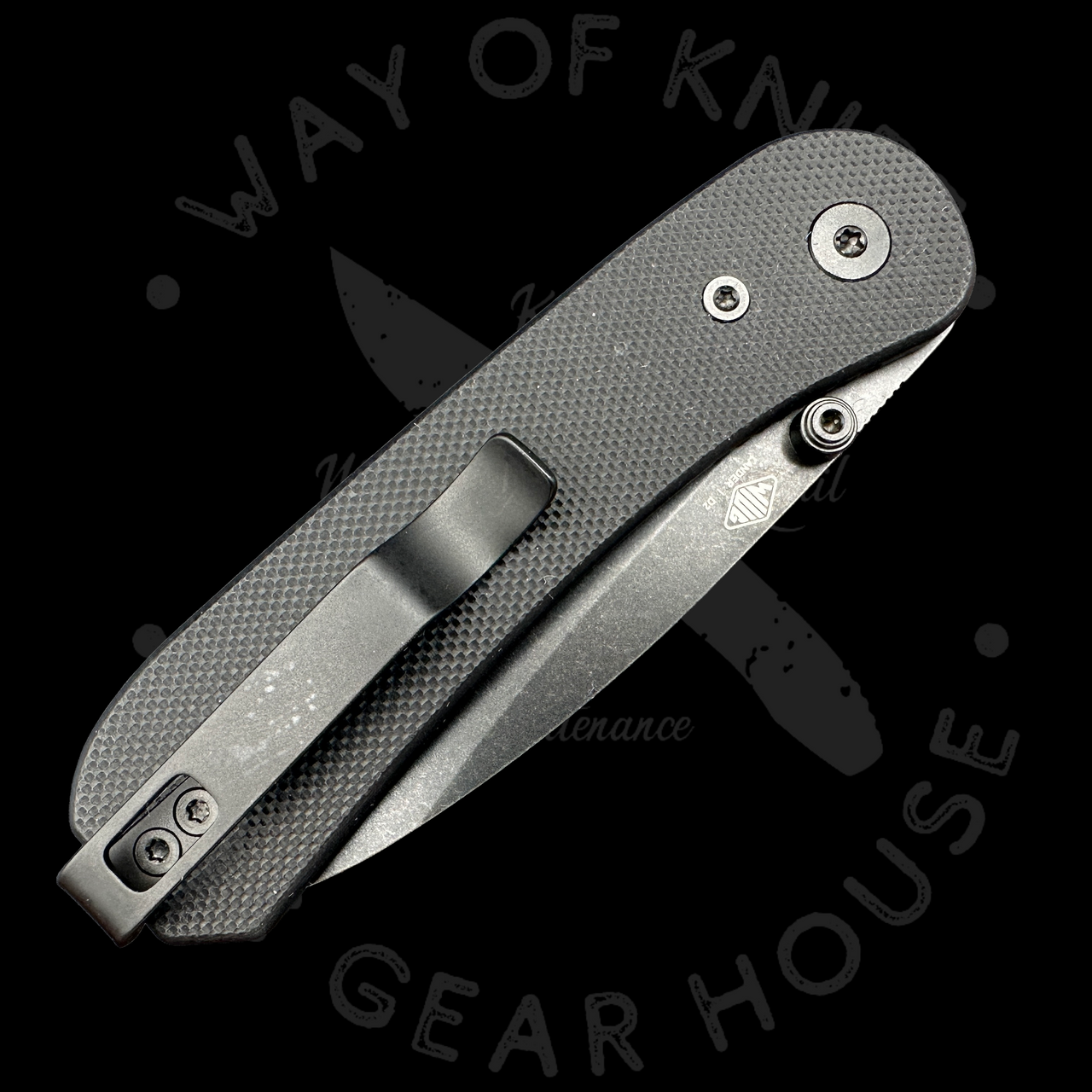 Lander 1 Pocket Knife - Black G10 - D2 – Knafs