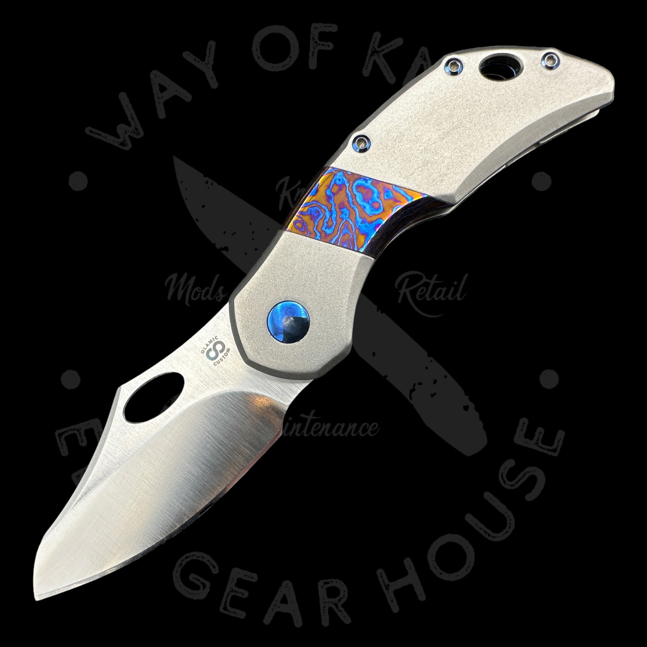 Mid-tech olamic busker +セラミックナイフ Olamic Busker Titanium Frame Steampunk Titanium - Blade HQ