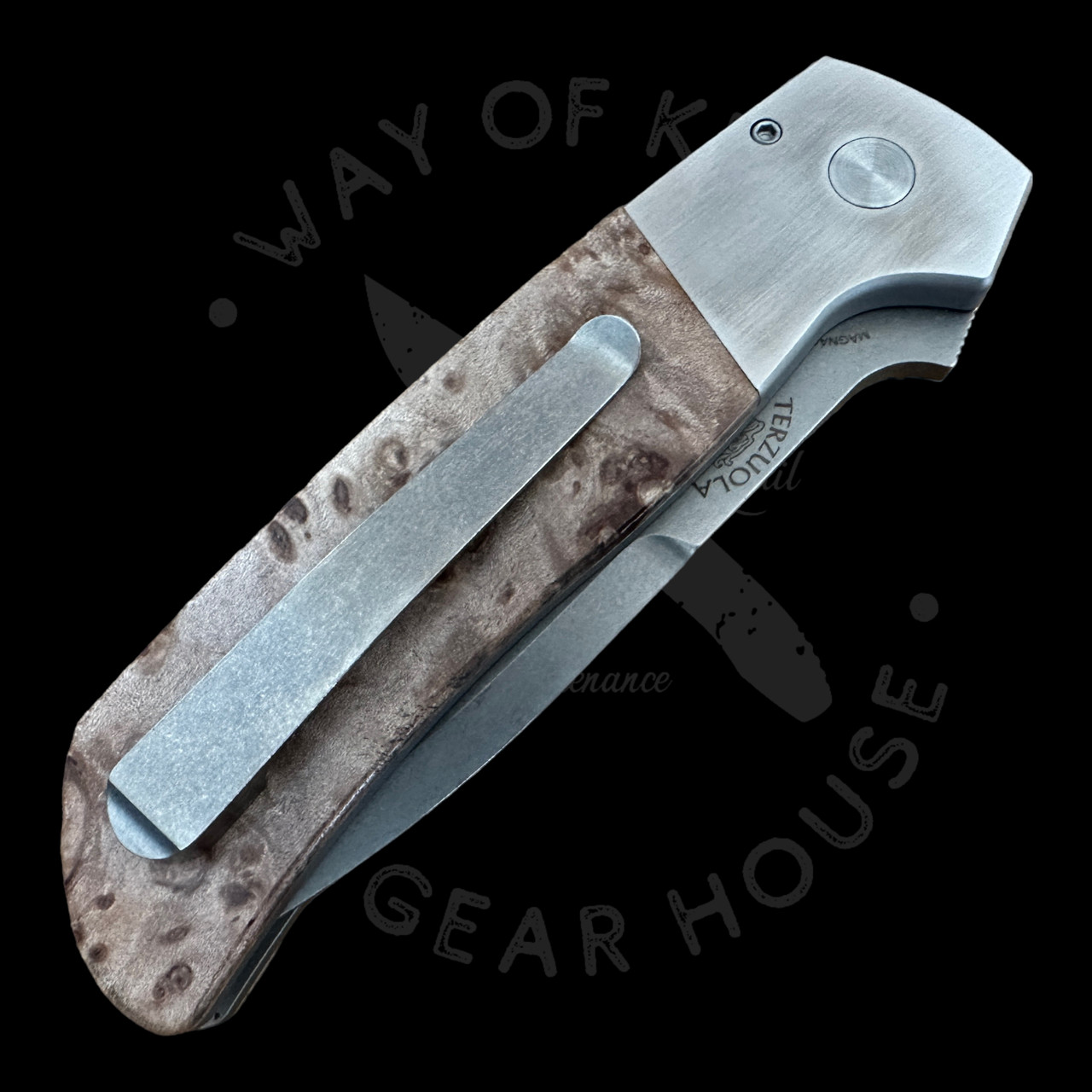 Pro-Tech Terzuola ATCF Auto Stainless Steel Maple Burl (3.5” SW