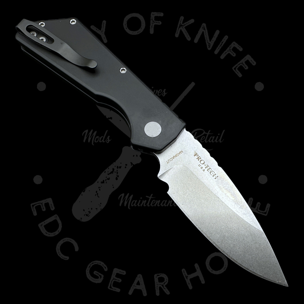 Pro-Tech Knives Strider PT Plus Solid Black Aluminum Auto Magnacut (3 ...