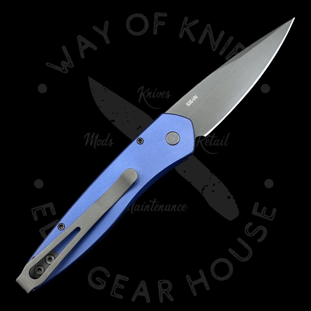 Pro-Tech Newport Midnight Blue Ivory Micarta Inlay S35VN (3