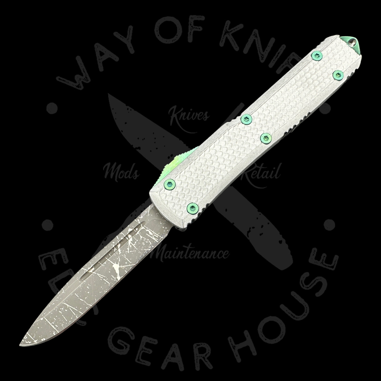 Microtech Ultratech S/E Modified Dragonscale & Green Ti Hardware - Way ...